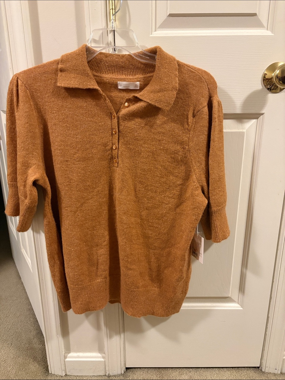 NWT LC Lauren Conrad Short-Sleeve Collar Sweater in Rust